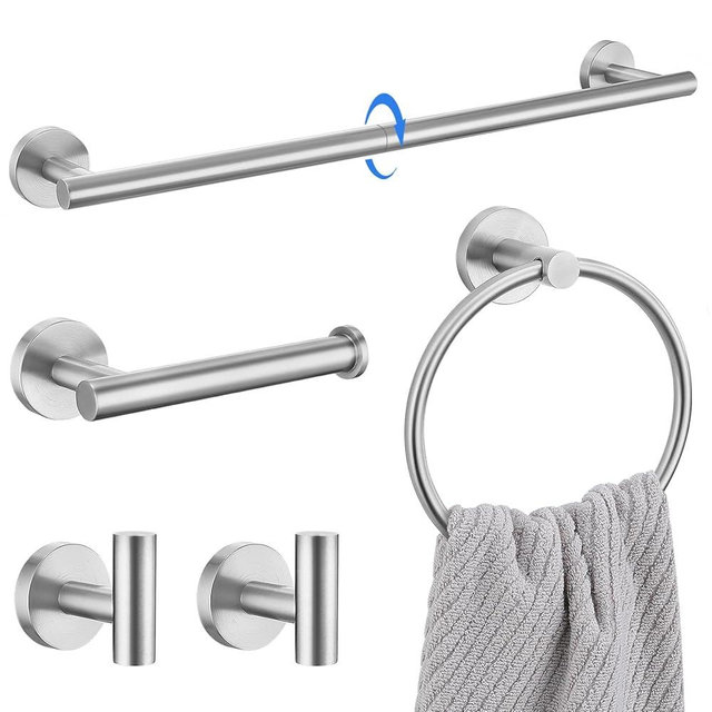 Lairuier Bathroom Hardware Set,Brushed Nickel 5-pieceTowel Bar Set Stainless Steel Wall Mounted Bathroom Hardware Accessories Set