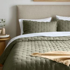 Queen, Dusty Olive - European Linen Dream Quilt