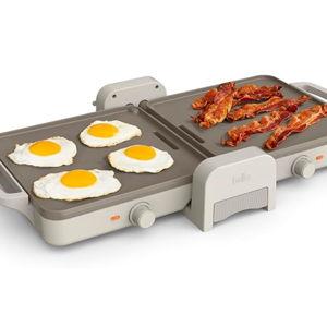 Bella 10"x 20" Ceramic Fold-n-Store Dual Temp Griddle, Fits-anywhere Kitchenware, EverGood Ceramic Nonstick Coating, 2 Temperature Zones up to 400°F, Dishwasher Safe Drip Tray, 1500 Watt, Oatmilk