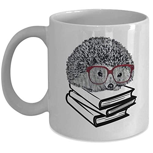 Hedgehog Mug Book Nerd with Glasses Funny Gift for Teacher Appreciation Week and Nerdy Geek Who Loves Reading