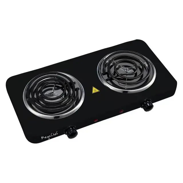 Portable 2-Burner 5.5 in. Matte Black Hot Plate with Temperature Control