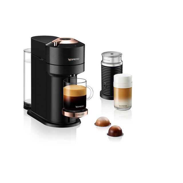 Nespresso Vertuo Next Premium Coffee and Espresso Maker by DeLonghi, Black Rose Gold with Aeroccino Milk Frother