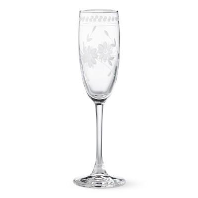 Vintage Etched Toasting Flutes, Set of 4