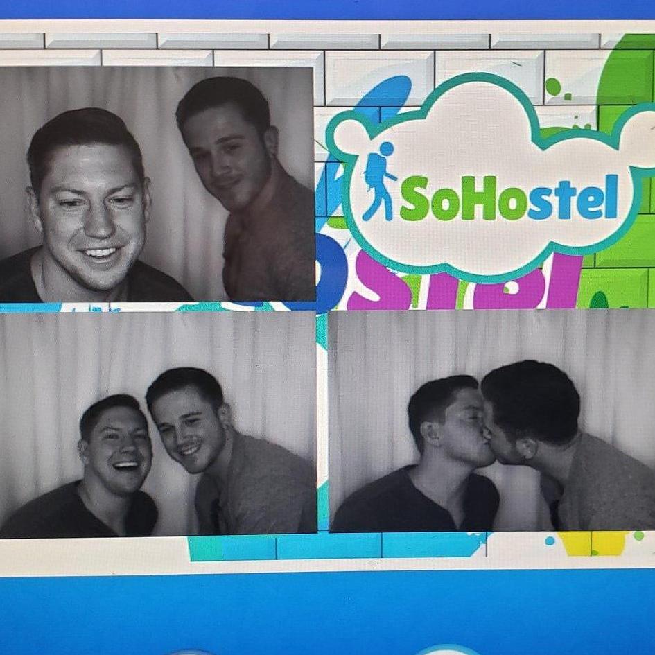 Posing in the hostel photo booth!