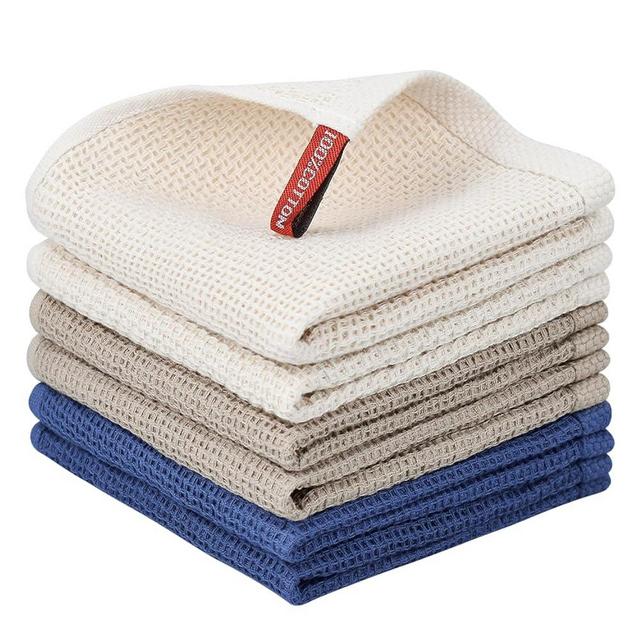 Nialnant 100% Cotton Kitchen Dish Towels,Waffle Weave Dish Cloths for Washing Dishes,Soft Absorbent Dish Rags,Quick Drying Cleaning Rags-12x12 in, 6 Pack