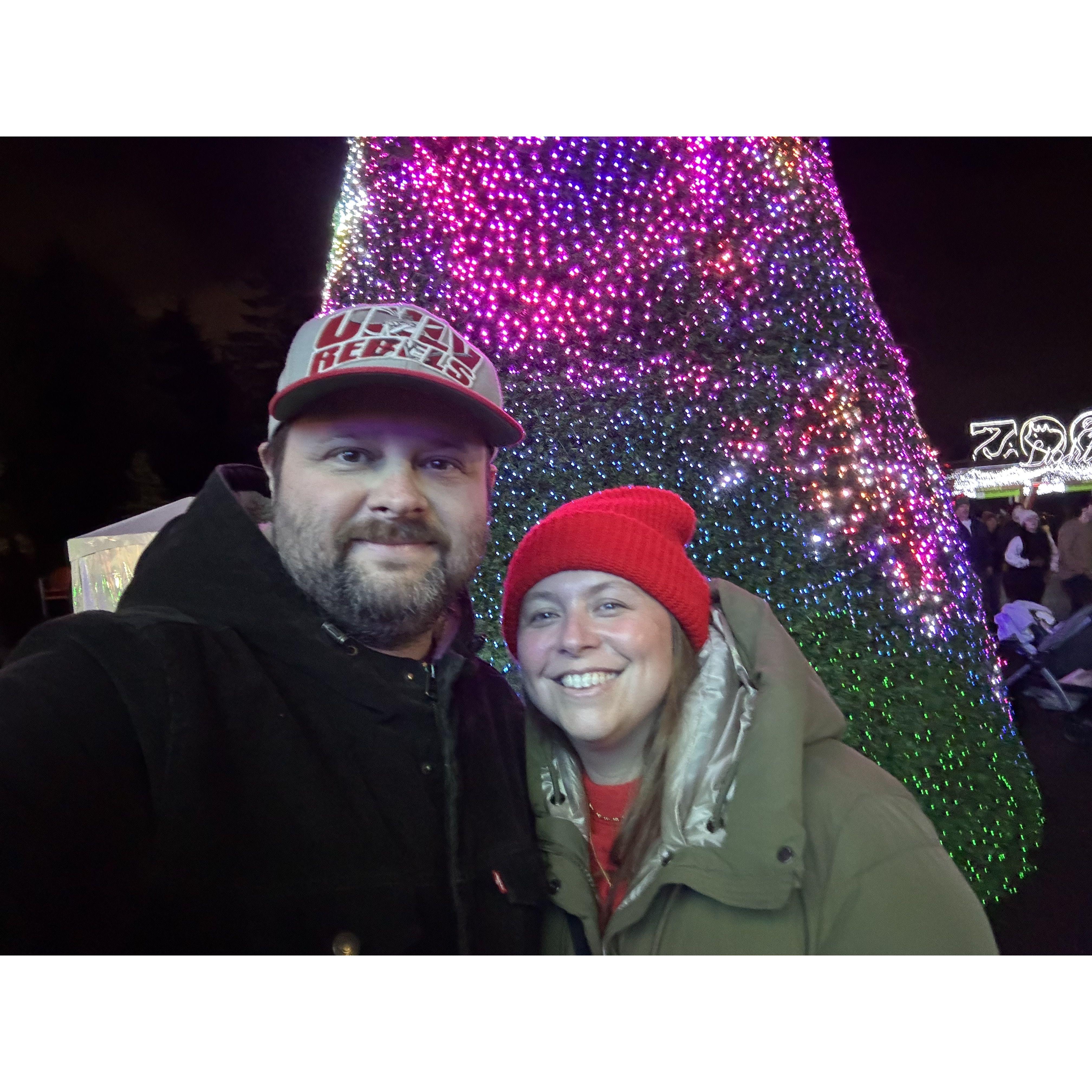 Visiting the Zoo Lights in Portland this past Christmas.