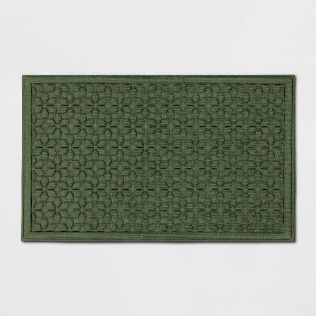 1'6"x2'6" Absorbing Embossed Floral Doormat Green - Room Essentials™