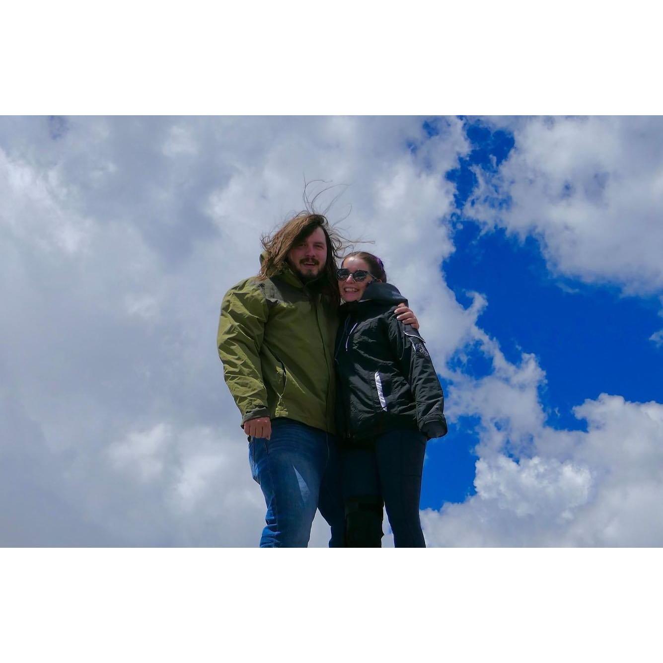 At the top of a mountain 