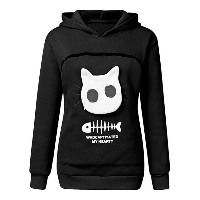 WUAI Unisex Men Women Pet Carrier Hoodies Cat Dog Kangaroo Pouch Holder Sweatshirt Shirt Pullover Top Plus Size
