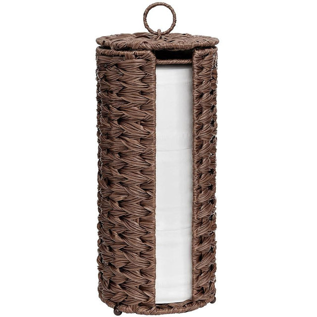 GRANNY SAYS Toilet Paper Storage Basket with Lid, Toilet Paper Holder Stand, Waterproof Toilet Paper Organizer for Bathroom, Bathroom Baskets for Toilet Holds 3 Mega Rolls, Brown