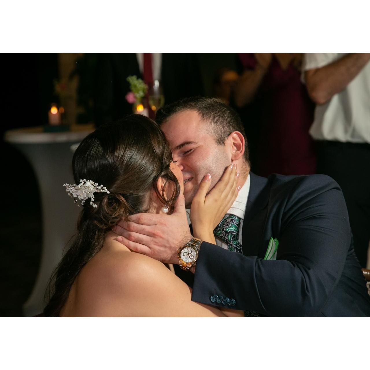 First kiss as husband and wife!