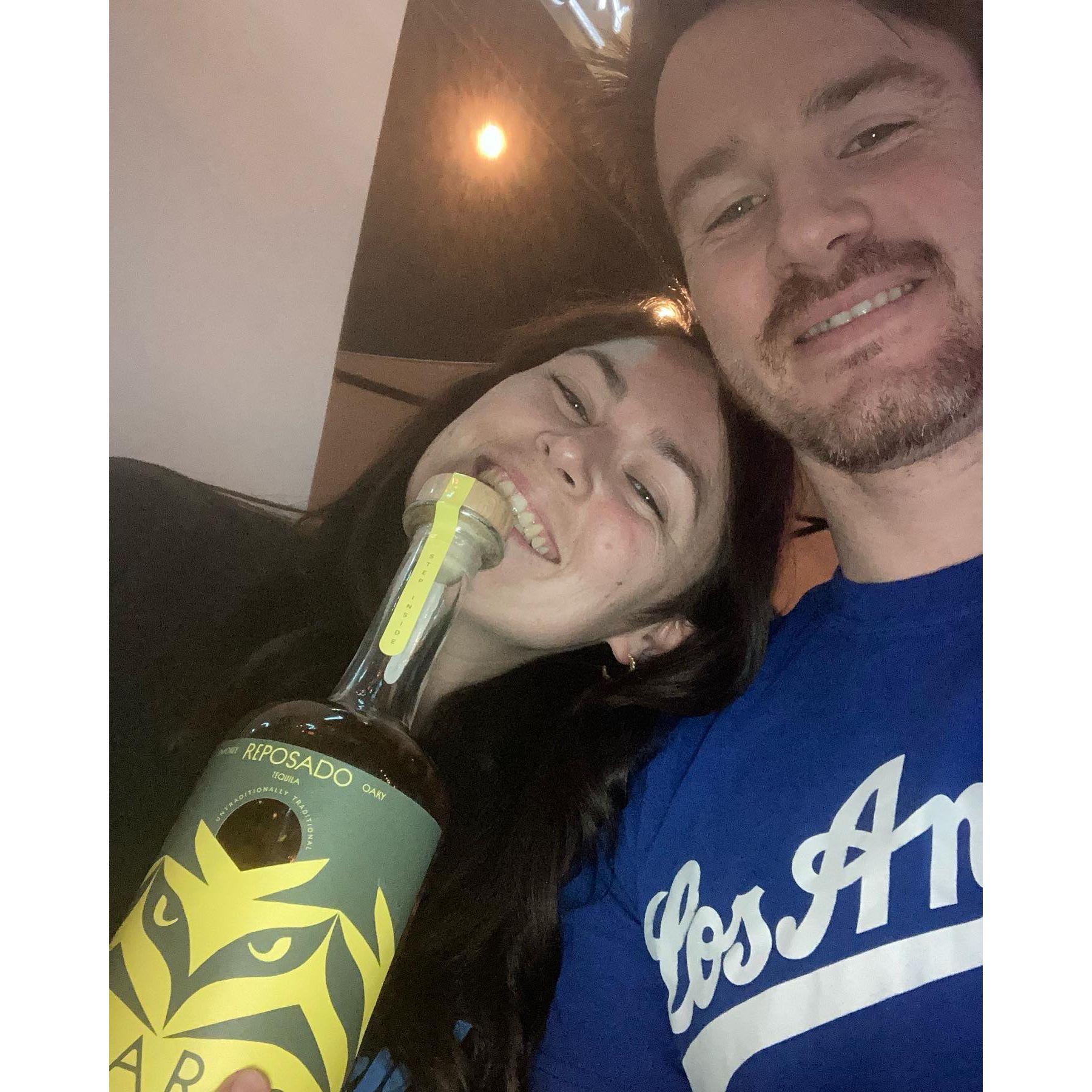 We LOVE going to trivia nights at some of our local bars. We won this fantastic bottle of tequila at one of our recent outings!
