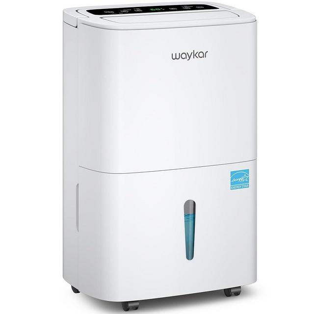 Waykar 80 Pints Energy Star Home Dehumidifier for Spaces up to 5,000 Sq. Ft at Home, in Basements and Large Rooms with Drain Hose, Handle, Auto Defrost and Self-Drying.