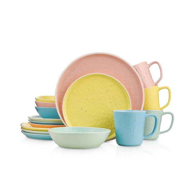 Stone Lain Elena Assorted 16 Pieces Dinnerware Set, Service For 4