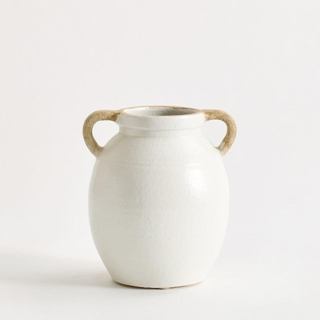Elkwood Handled Vase Small White