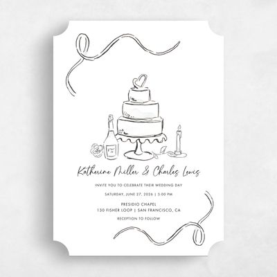 White Ticket Wedding Invitation - Hamilton Classic