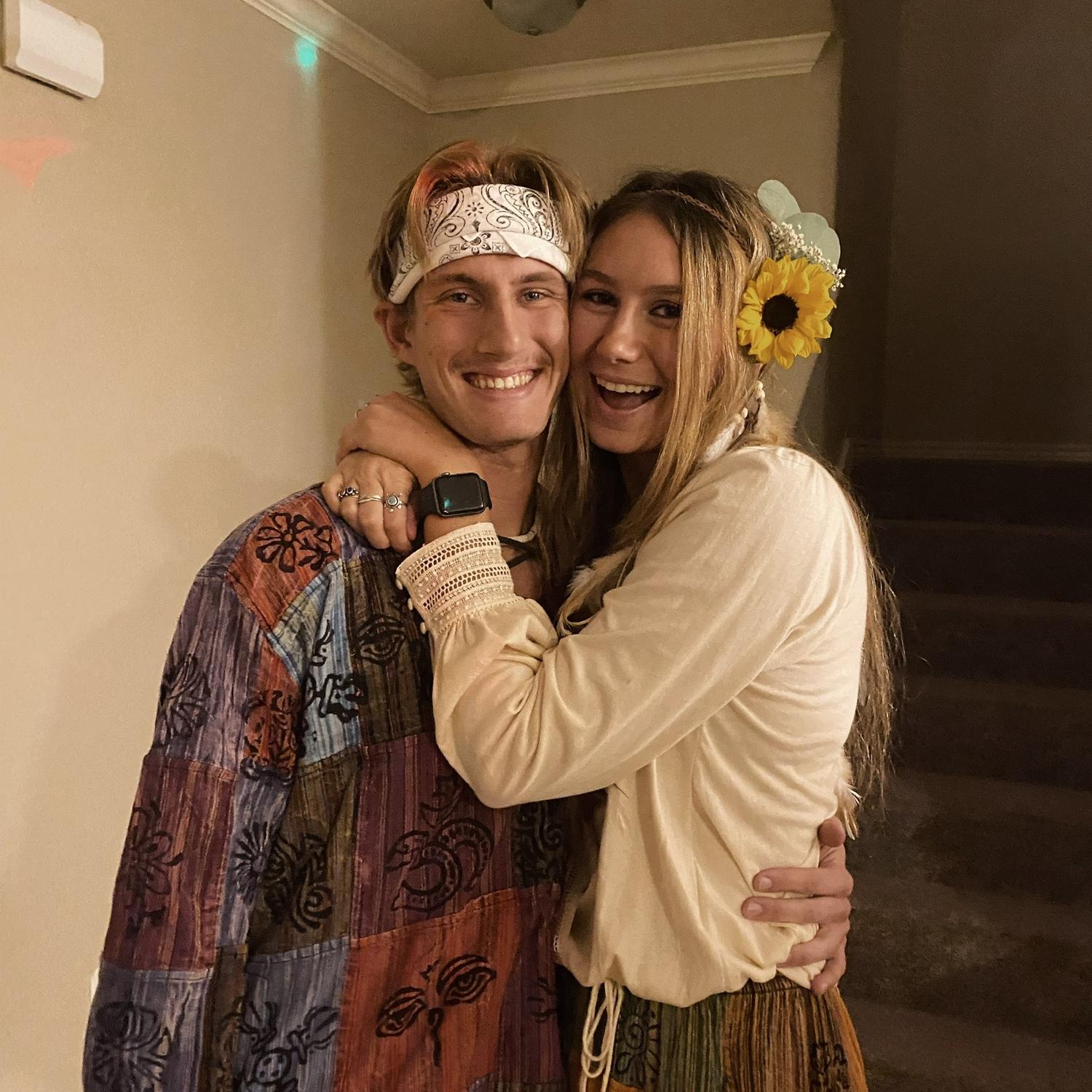 First Halloween party together, dressed at hippies - 10.31.21