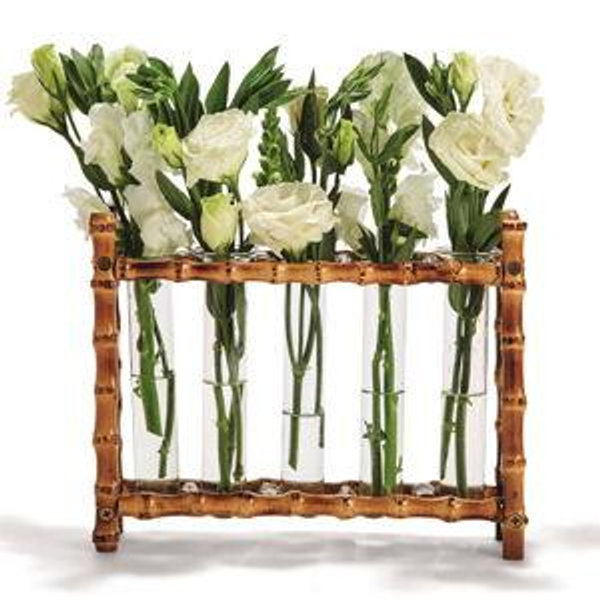 Set of 2, Rectangular Bamboo Vases