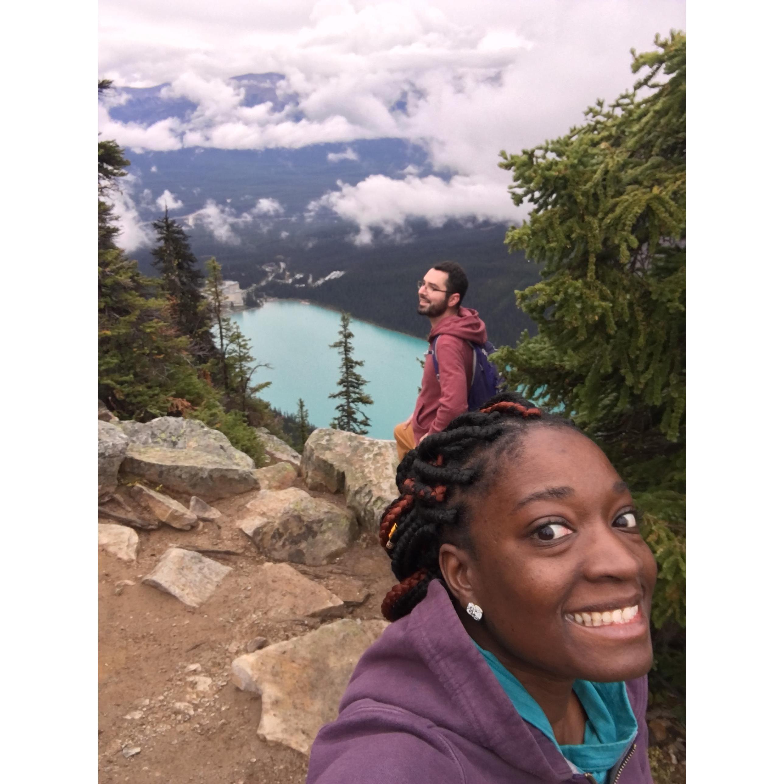 Us surviving the treacherous and amazing hike in Banff, Canada