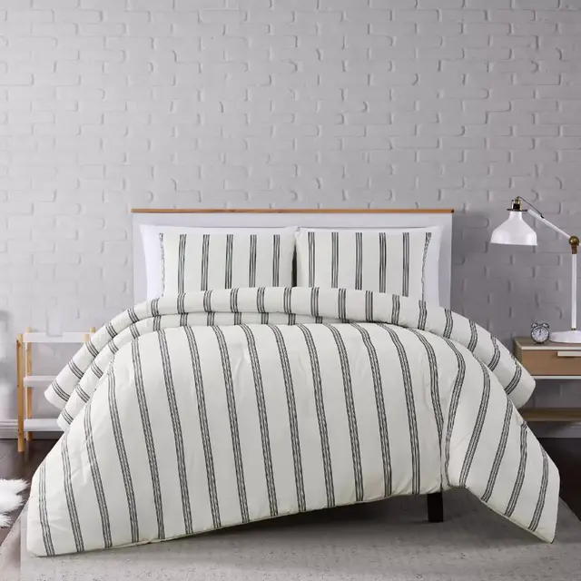 Truly Soft® Millenial Stripe 3-Piece King Duvet Set in Ivory/Black