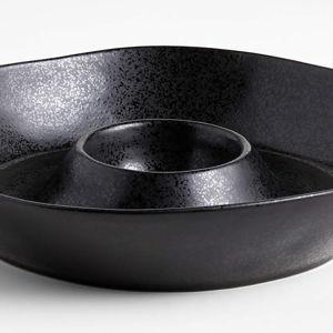 Marin White Stoneware Chip and Dip Server + Reviews | Crate & Barrel