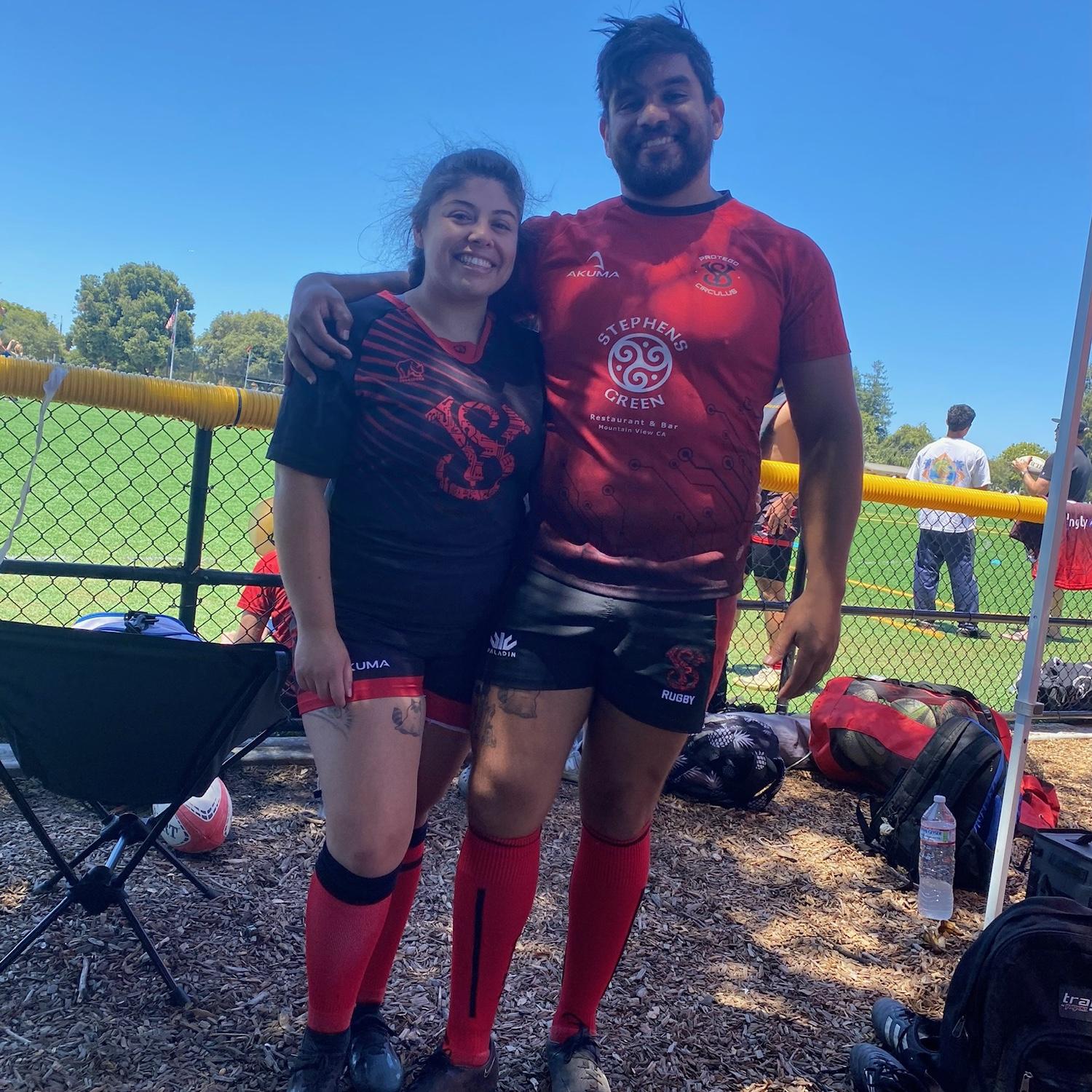 We both play on the Silicon Valley Rugby team. This was our first 7s and Tracy’s first time playing in a rugby game.