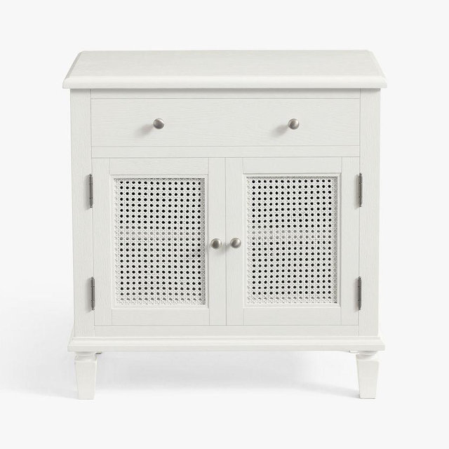 Sausalito Cane Cabinet Nightstand, Montauk White, 28"