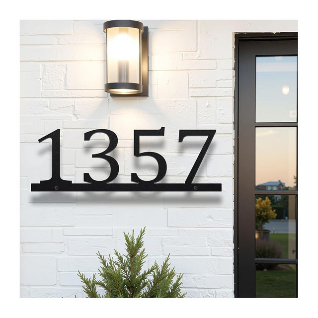 Vanskee Metal House Number Sign: Personalized Modern House Numbers for Outside, Custom Metal Address Signs for Houses, Large Number Address Plaque with Floating Screw Kit