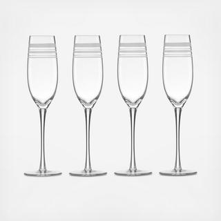 Library Stripe Champagne Flute, Set of 4
