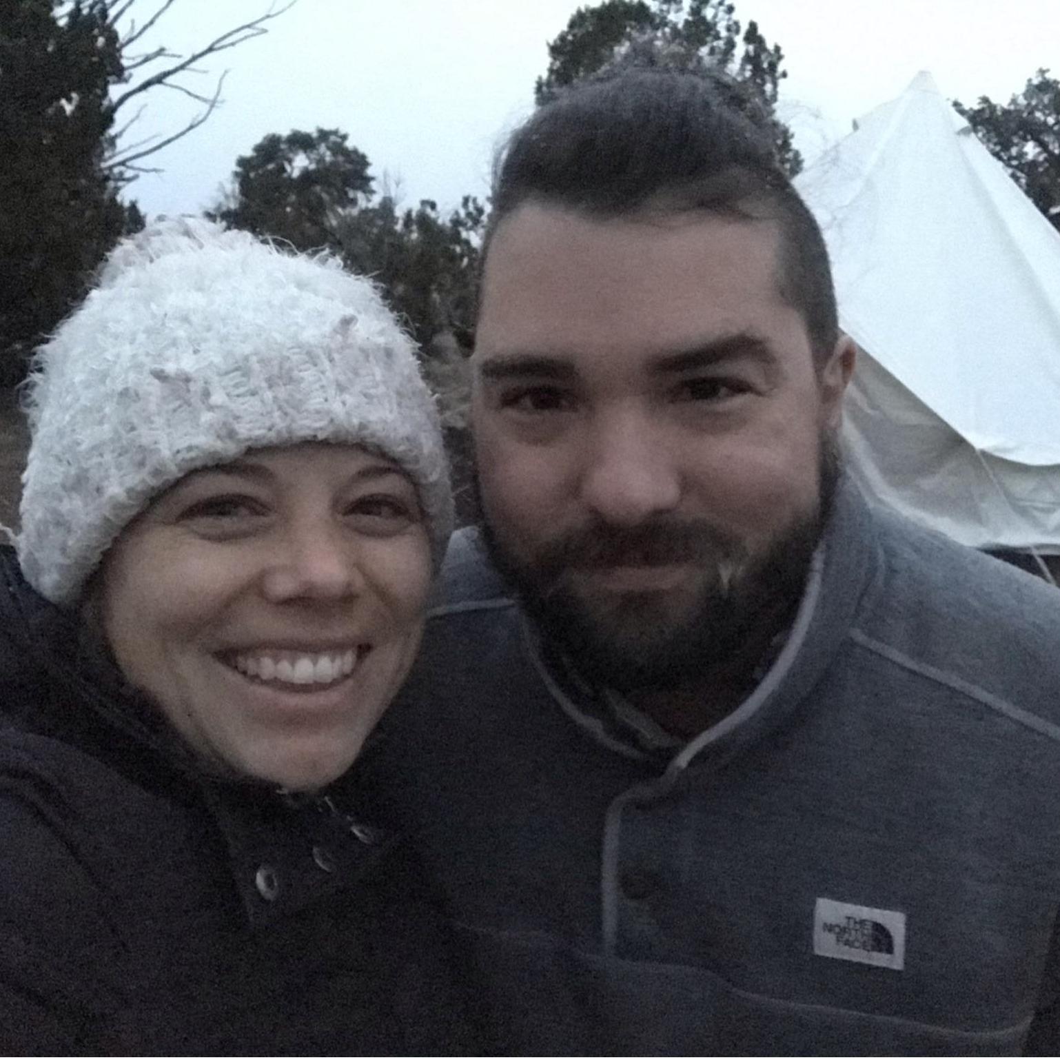 The morning after he proposed at a campsite outside of the Grand Canyon