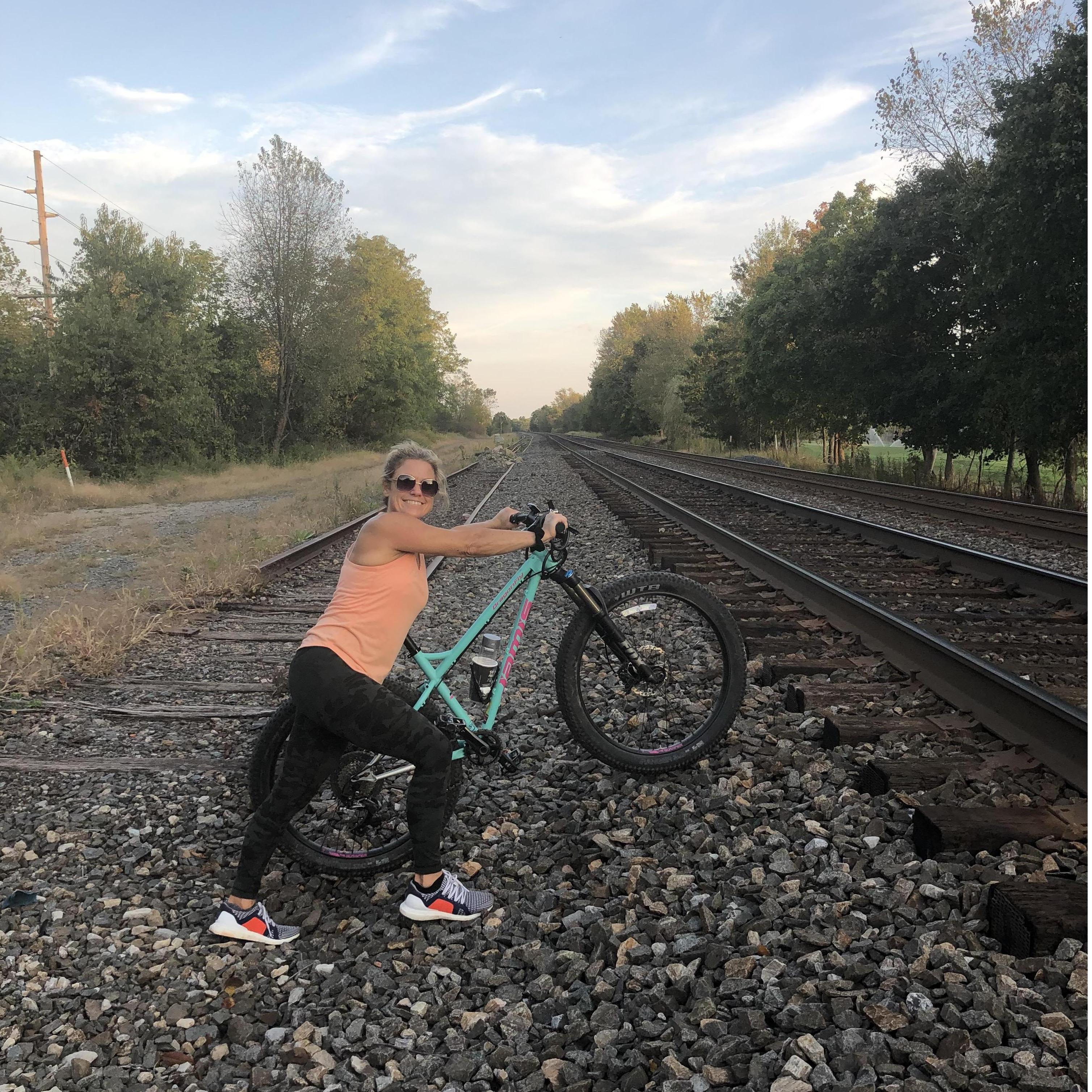 Linda's rebel spirit comes out when she's on her mountain bike