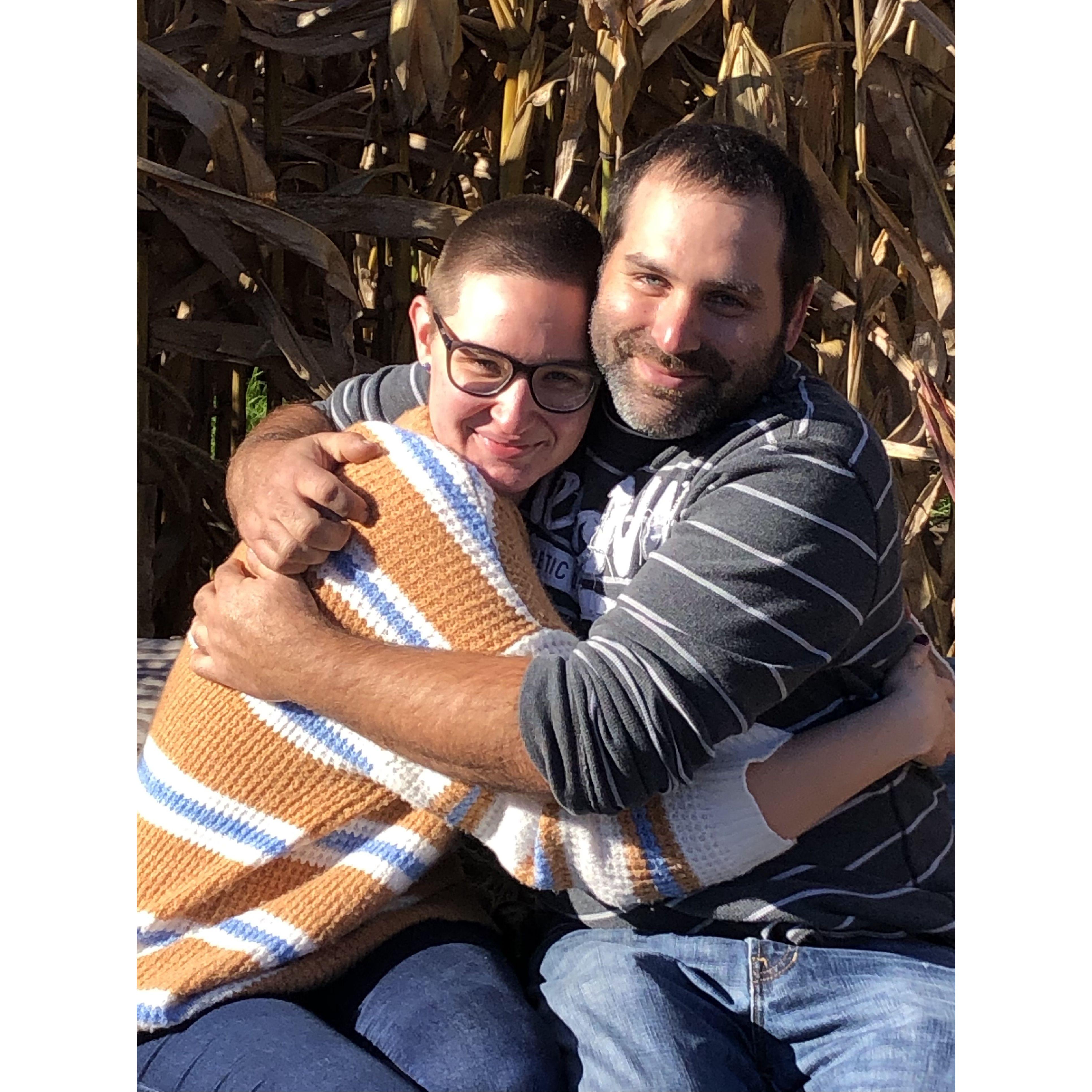Our first outing after we started dating - at a corn maze with Tony's cousins.