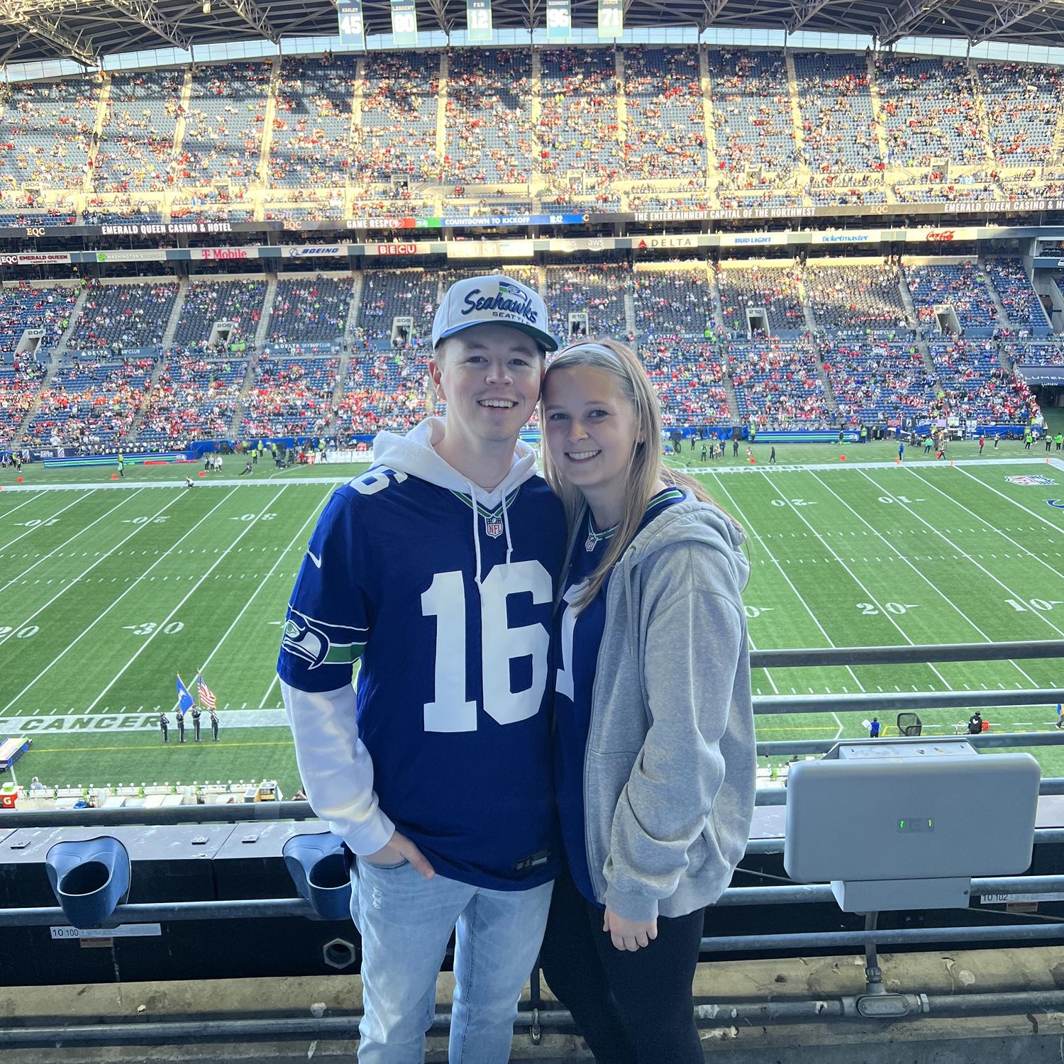 First Seahawks game together for Kaitlyn's birthday