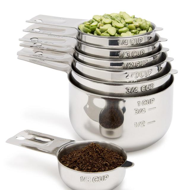 Measuring Cups 7 Piece with 1/8 Cup Coffee Scoop by Simply Gourmet. Stainless Steel Measuring Cup Set. Liquid Measuring Cup or Dry Measuring Cup. Stainless Measuring Cups with Nesting Cups Feature
