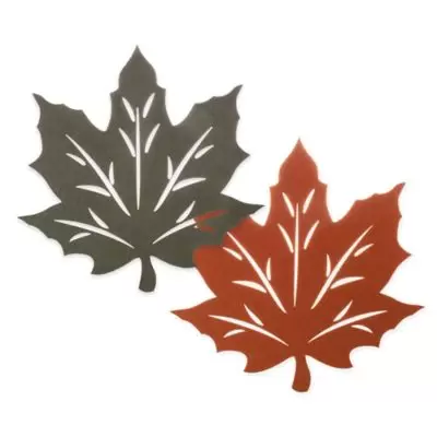 Melange Felt Leaf Reversible Placemat in Rust/Green