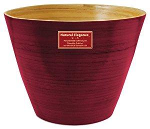 Listo Natural Elegance Bamboo Planter, 14-Inch, Union Red