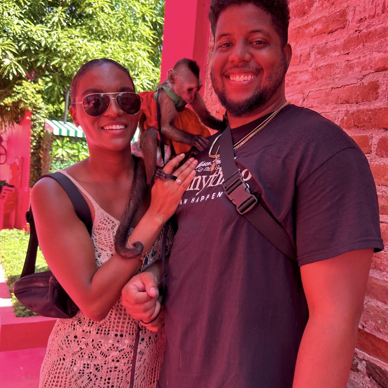Took a picture with the cutest little monkey in the Dominican Republic.