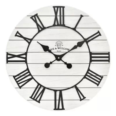 Bee & Willow™ Home Rustic Wood 18-Inch Wall Clock in White