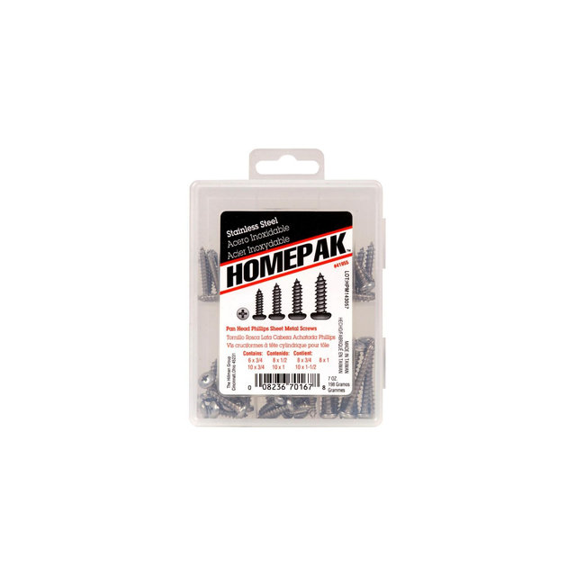 Homepak Assorted in. Phillips Pan Head Sheet Metal Screw Kit