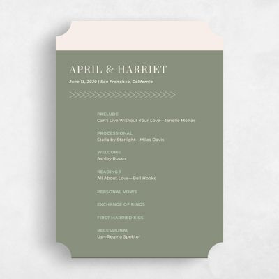 Green Ticket Wedding Program - Perch