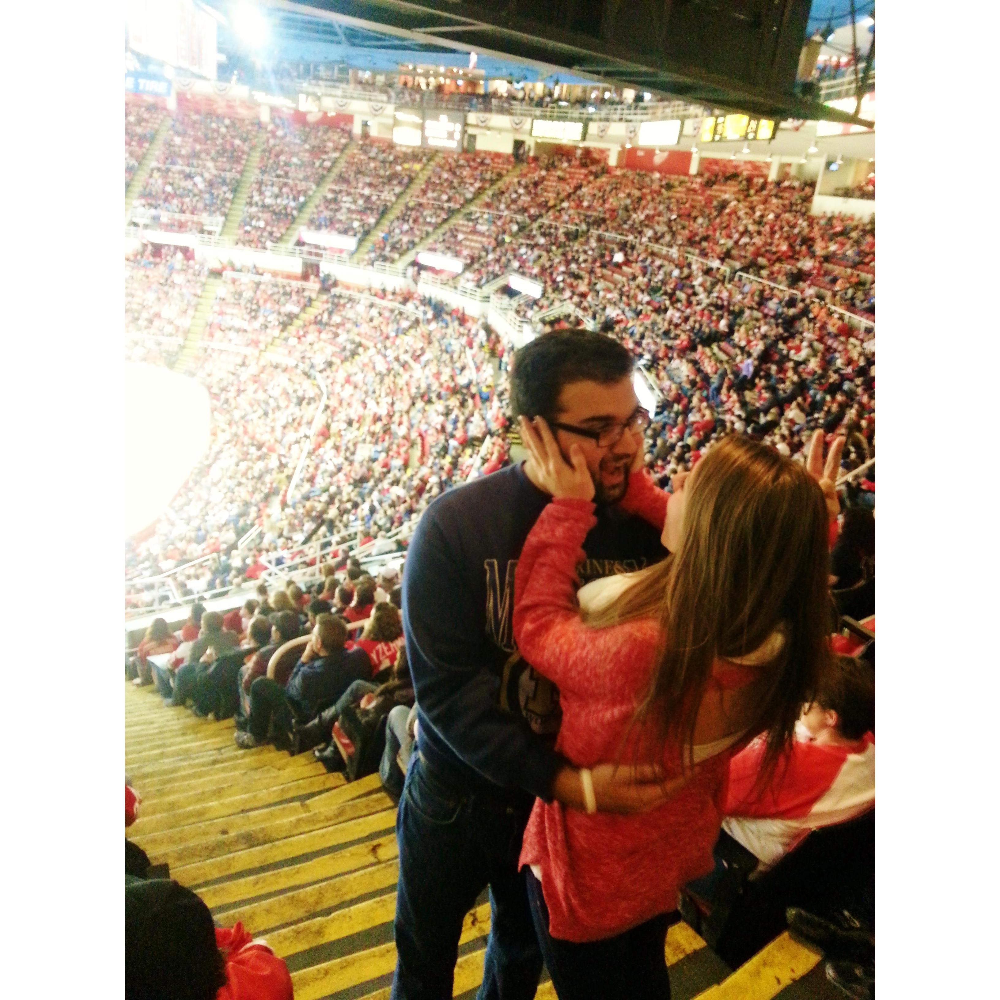 Date night at Joe Louis Arena for a Red Wings game, Winter 2014