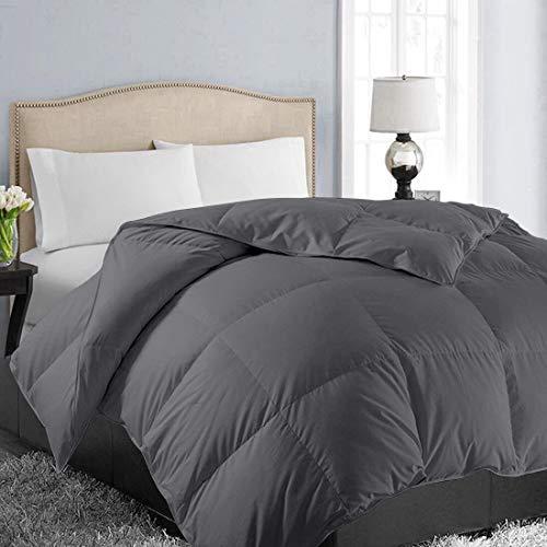 EASELAND All Season King Size Soft Quilted Down Alternative Comforter Hotel Collection Reversible Duvet Insert with Corner Tabs,Winter Warm Fluffy Hypoallergenic,Dark Grey,90 by 102 Inches
