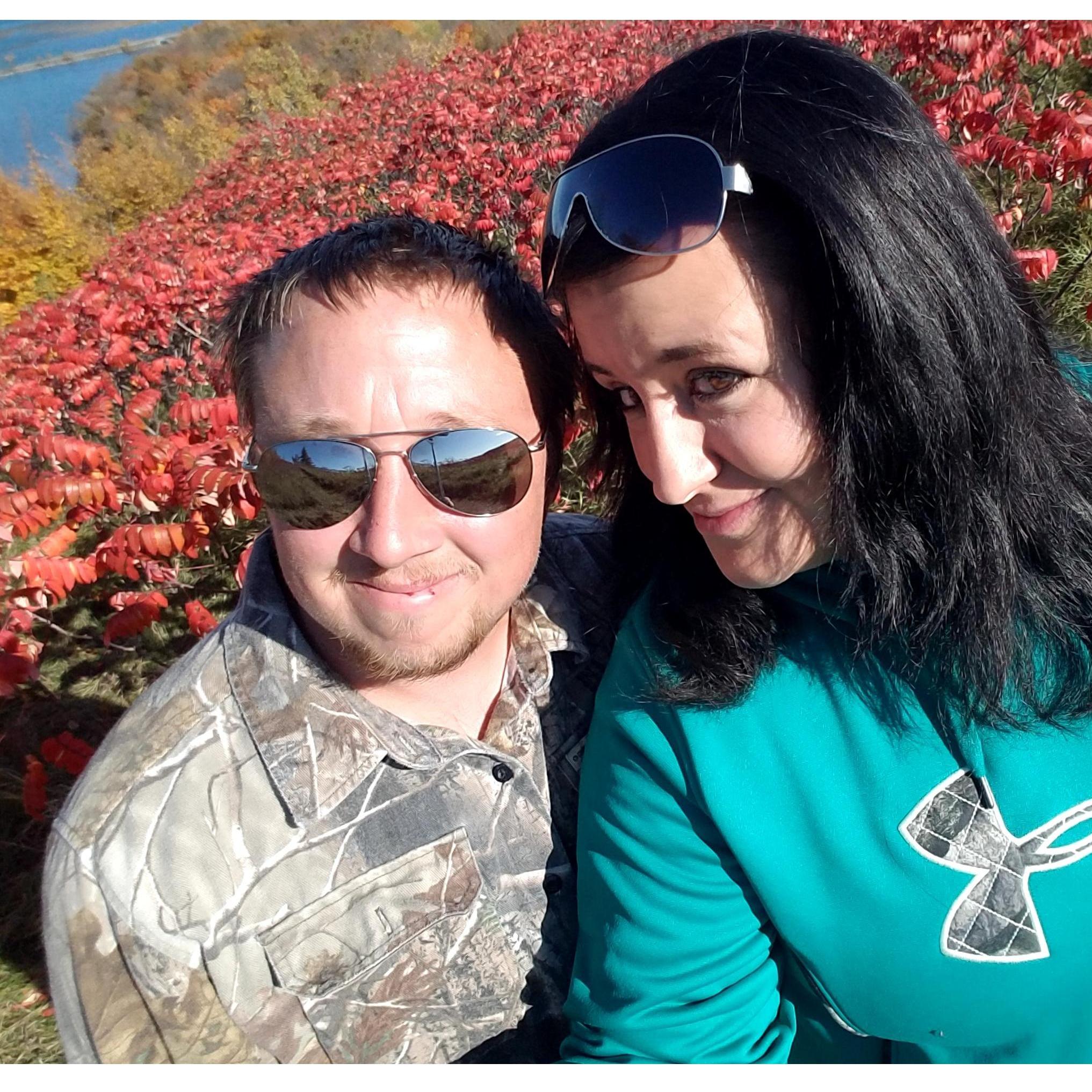 Recently Engaged Couple. Enjoying seeing the fall colors in Maplewood state park 2017.