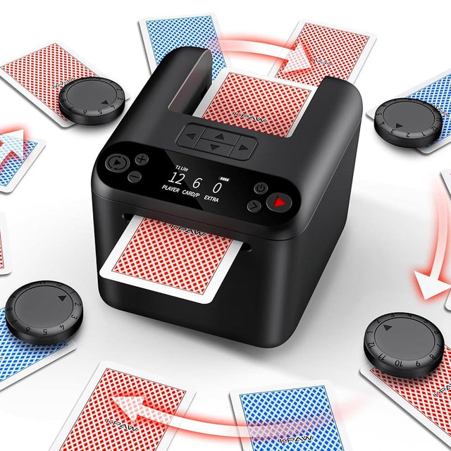 KPAW Automatic Card Dealer for 1/2/3 Decks, USB Rechargeable Card Dealing Machine Portable Card Dealer for Texas Holdem, UNO, Bridge, Poker More