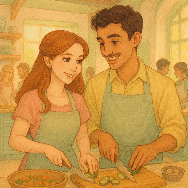 Nosso fundo para classe de culinária de casal