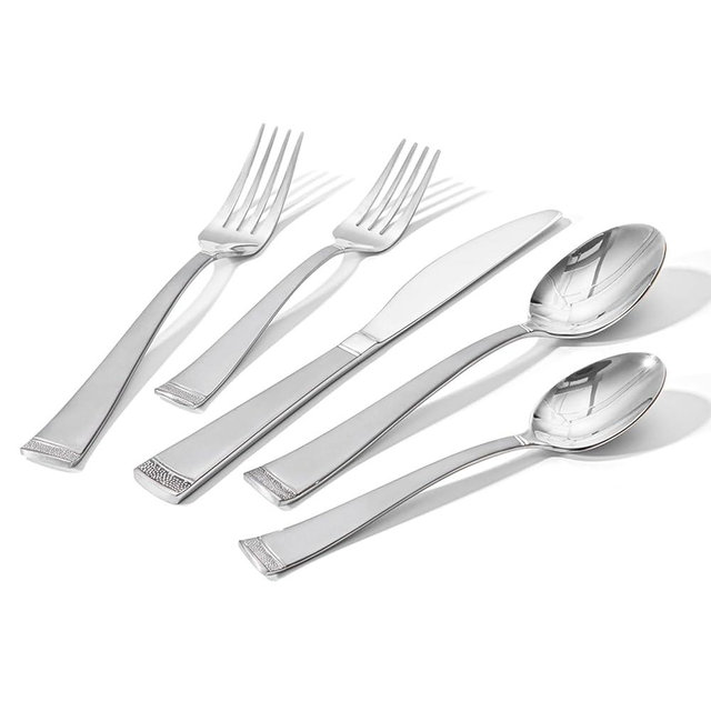 HIKAA Semi-matte Silverware Set, Half Forged Flatware Set Cutlery Set, Modern Silverware, Gift Choice for Kitchen, Home, Wedding, Party, Mirror Polished and Dishwasher Safe (40 PCS)