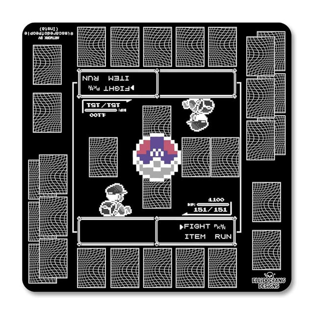 Playmat Designed for The Pokemon Trading Card Game (TCG) - Large 24 inch x 24 inch Playing Field - Stitched Edges - Rubber Anti-Slip Base (Retro Inspired Design)