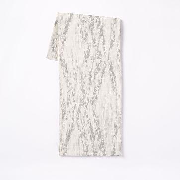 West Elm Bark Textured Table Runner, White/Silver