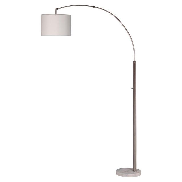 O&O by Olivia & Oliver Adjustable Arc Floor Lamp in Brushed Steel