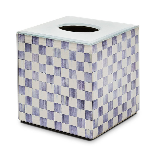 MacKenzie-Childs Violet Check Glass Boutique Tissue Cover